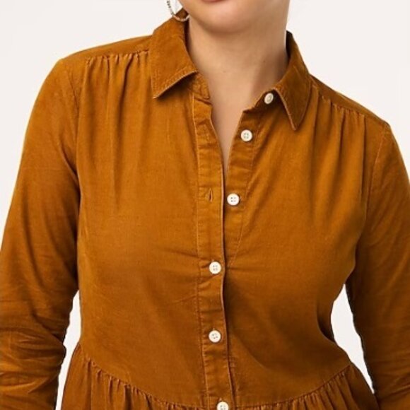 J.Crew Factory Corduroy Collared Mini Shirtdress - Picture 2 of 9